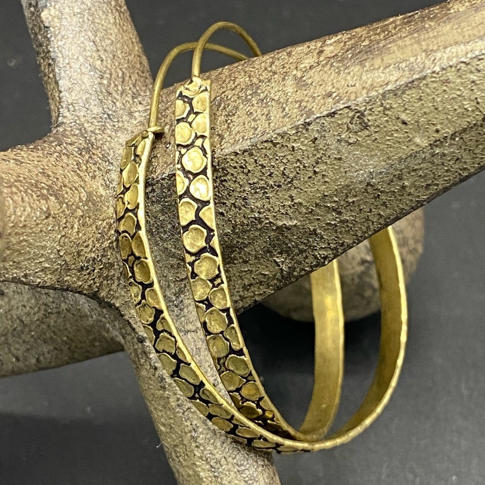 Handmade brass Hoop Earrings with detail